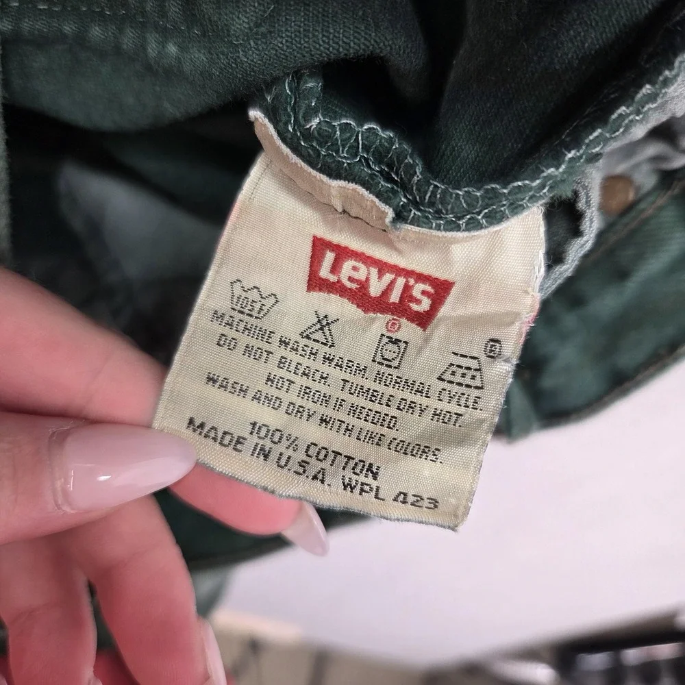 VTG Levis 501 Jeans Mens Green Straight‎ Paint Stains Art USA 90s Fits 32x30